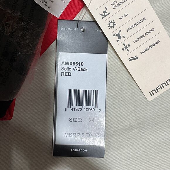 Adidas V-Back Red One-Piece Swimsuit Size 24/1X - Picture 10 of 14